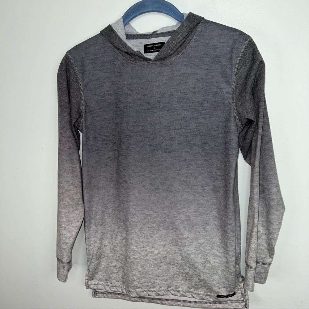 Ocean Current Gray Ombré Gradient Hoodie Boys Medium Long Sleeve Surf Style - Picture 2 of 9